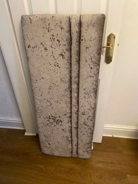 Photo of free 3/4 bed grey velour headboard (Offerton SK1) #1