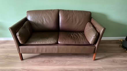 Photo of free brown leather sofa (E8 2BS) #1