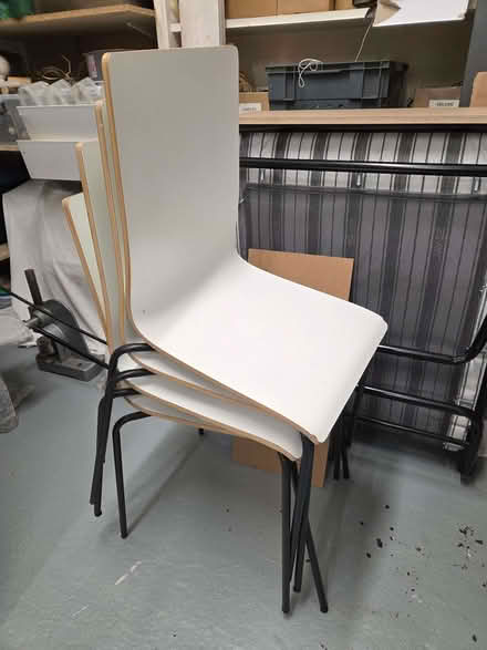 Photo of free 4 x White kitchen dining chairs (Hornby LA2) #1