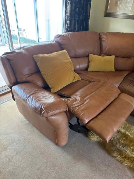 Photo of free Tan leather corner sofa 4 seater (Talbot Woods BH4) #4
