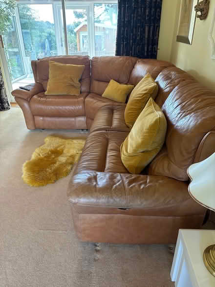 Photo of free Tan leather corner sofa 4 seater (Talbot Woods BH4) #2