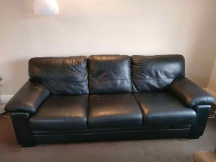 Photo of free Black Leather Settee (Penwortham PR1) #1