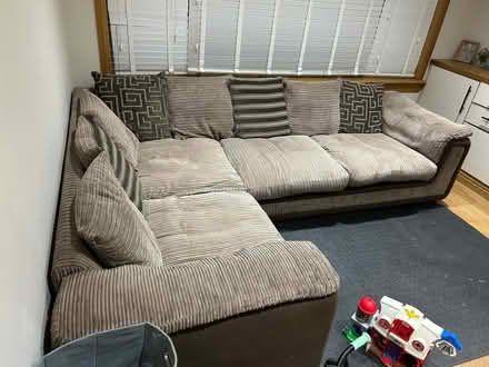 Photo of free Beige L-shaped sofa (two parts) (Balmullo KY16) #1