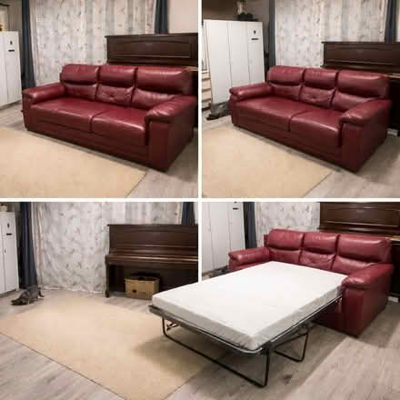 Photo of free Red Leather Sofa Bed (HP5, Chesham) #1