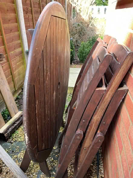 Photo of free Wooden round table and 4 matching wooden chairs (Hill Head PO14) #2