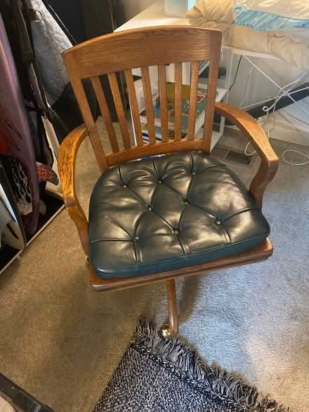 Photo of free Wood office chair with pad (Downtown San Anselmo) #1