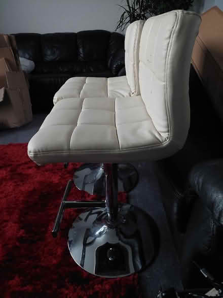 Photo of free 2 x cream leather look barstools (Seaford BN25) #2