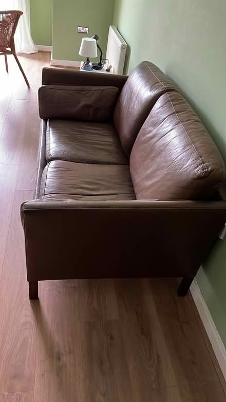 Photo of free brown leather sofa (E8 2BS) #2
