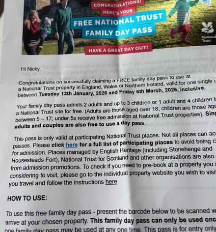 Photo of free Family Day National Trust Pass (Weston-super-Mare BS23) #1