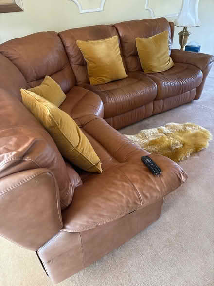 Photo of free Tan leather corner sofa 4 seater (Talbot Woods BH4) #3