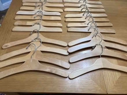 Photo of free 22 Solid Wood Coat hangers, with metal hanging hooks (Calthwaite CA11) #1