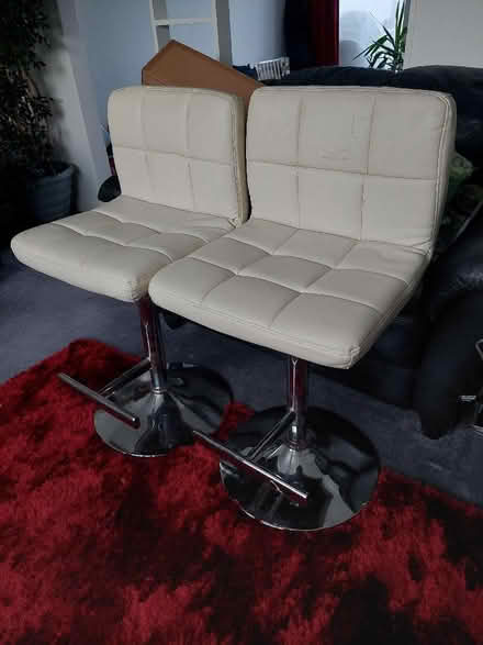 Photo of free 2 x cream leather look barstools (Seaford BN25) #1