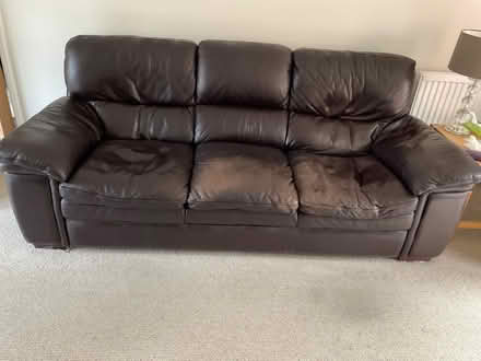 Photo of free Brown Leather sofa and armchair (Thorley CM23) #1