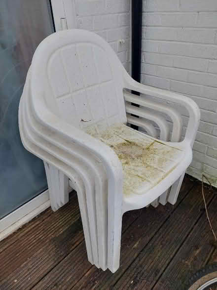 Photo of free White plastic garden chairs (Seaford BN25) #1