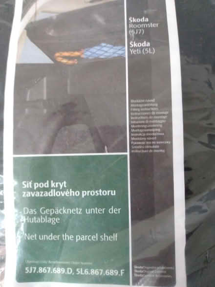 Photo of free Skoda parcel shelf net (noble park epsom surrey KT19) #2