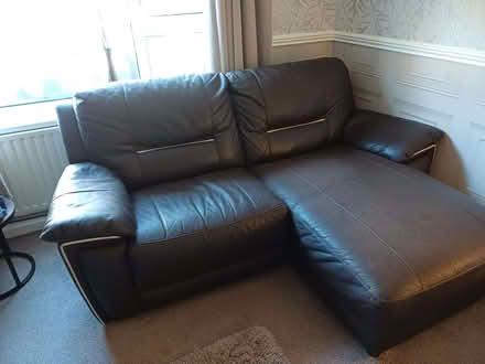 Photo of free Brown leather sofa (Calderbrook OL15) #1