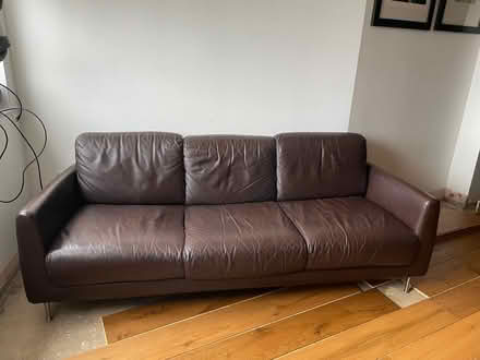 Photo of free Brown leather sofa (Kentish Town NW5) #1