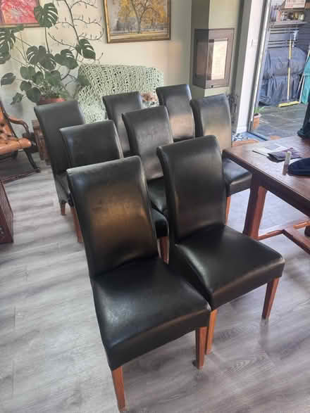 Photo of free 8 brown leather dining chairs (Anerley SE20) #1