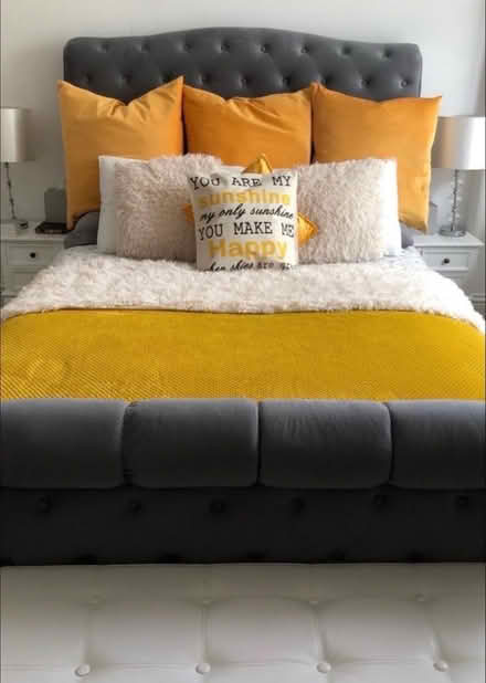 Photo of free King Size Grey Velvet Bed Frame (Whitton) #1