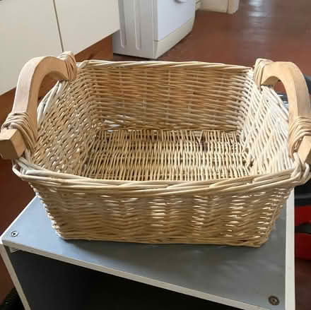 Photo of free Woven basket with wooden handles (Bisley Road GL5) #1