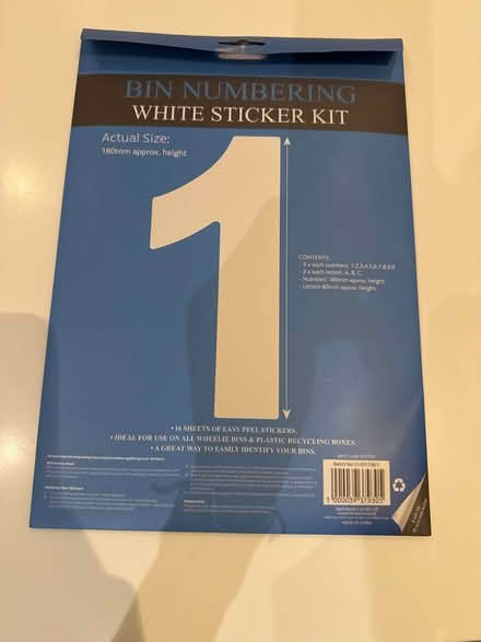 Photo of free Bin number stickers (Baldock) #1
