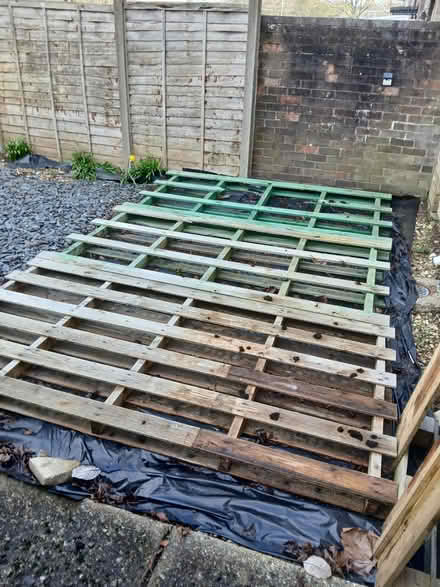 Photo of free 3 Large wooden pallets 1 small one (RG22 5AL) #2