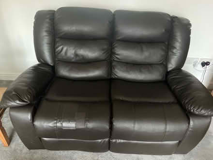 Photo of free Brown faux leather sofa (Little Lever BL3) #1