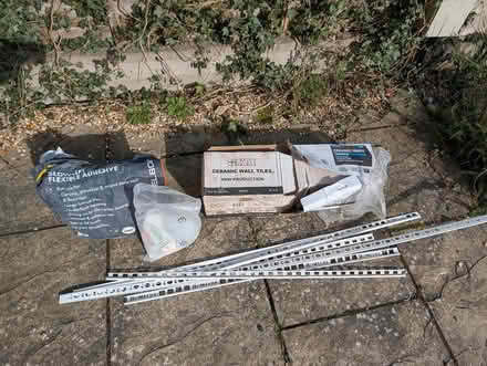 Photo of free Tiling materials tiles, edging cement and bal gunmetal grout (Prince William Court CB4) #1