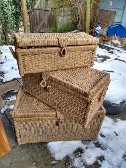 Photo of free Set of 3 nesting wicker boxes, old but intact (Earlham NR4) #1