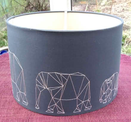 Photo of free Teal Blue Lightshade with Embroidered Elephant Design (Cullercoats NE30) #1