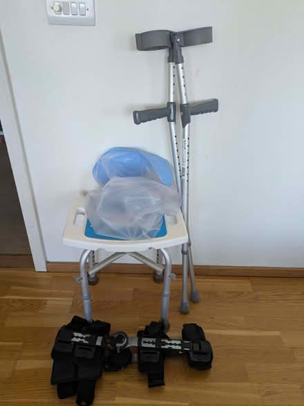 Photo of free Leg cast Cover, Bath Stool, Knee Brace, Crutches (Lion Gate TW9) #1