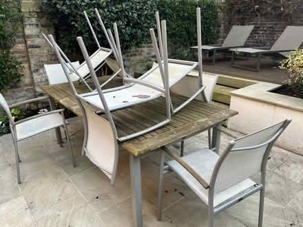 Photo of free 2 loungers and a garden table with 8 chairs (High St Ken W8) #1