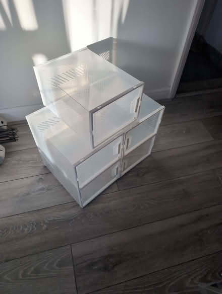 Photo of free 5 clear shoe storage boxes (Woodley RG5) #1