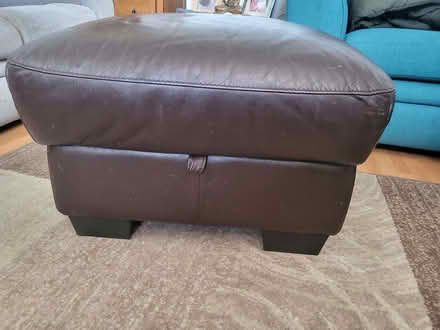 Photo of free Brown leather storage footstool (Glazebury WA3) #1