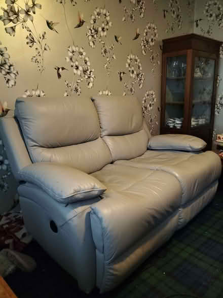 Photo of free Electric recliner grey leather sofa (Pennylands WN8) #1