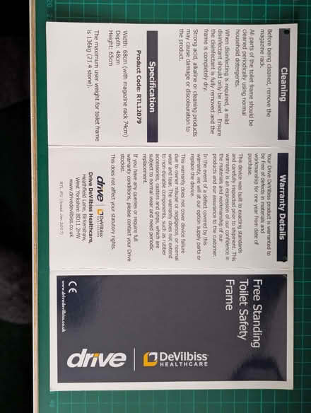 Photo of free Toilet safety frame, free-standing (Toton NG9) #1