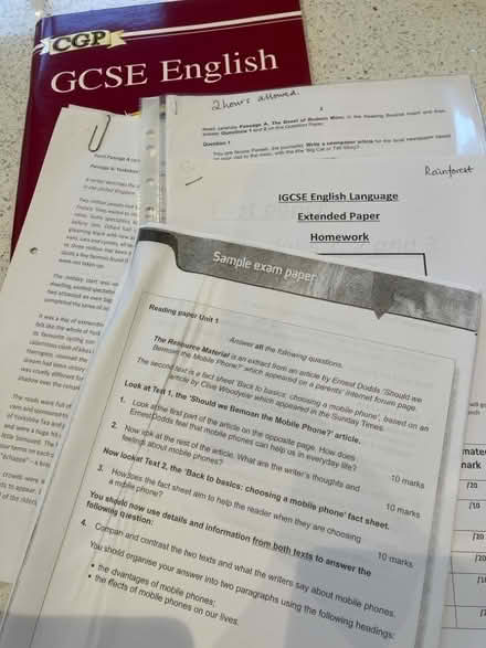 Photo of free GCSE English practice papers (Beauchief S8) #1