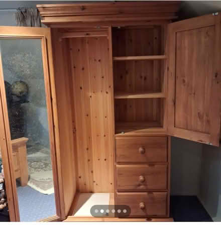 Photo of pine wardrobe with mirror and drawers (Marshbrook SY6) #1