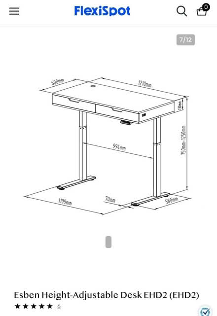 Photo of free Esben Height-Adjustable Desk EHD2 (SW11) #2