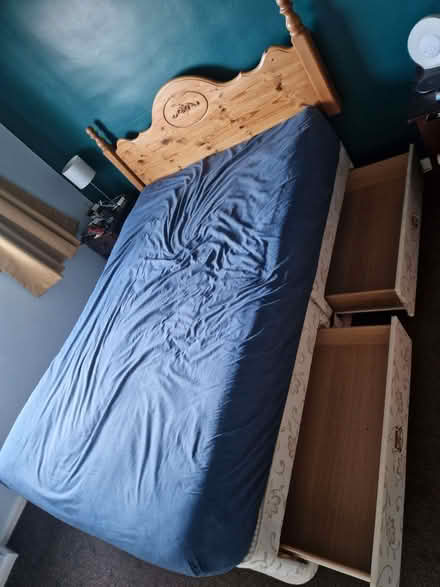 Photo of free Double divan bed with headboard (Melkinthorpe CA10) #4