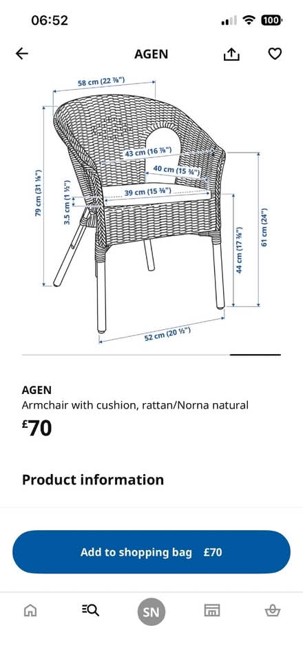 Photo of free Rattan chair (Fairfield Park) #2