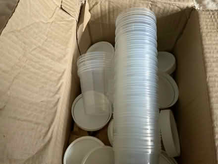 Photo of free 17 Plastic pots for storage with screw lids (Great Notley CM77) #1