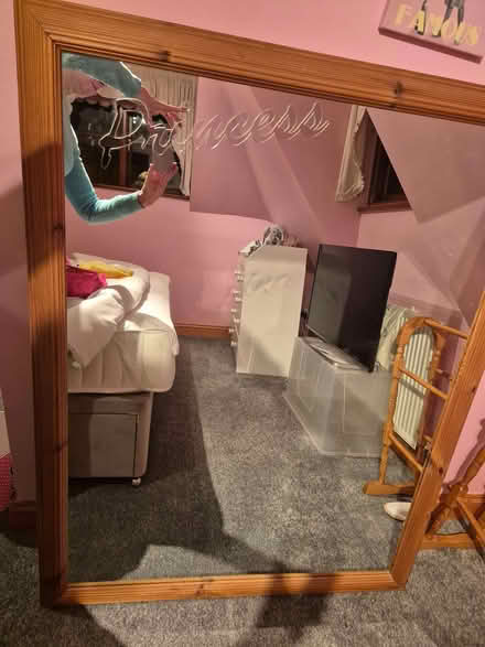 Photo of free Large wooden framed mirror (Singleborough MK17) #1