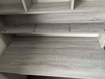 Photo of free Grey desk with storage shelves (CR7) #3