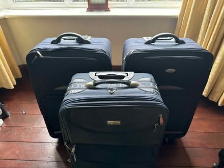 Photo of free 3 x fabric navy blue suitcases (West cliff ramsgate) #1