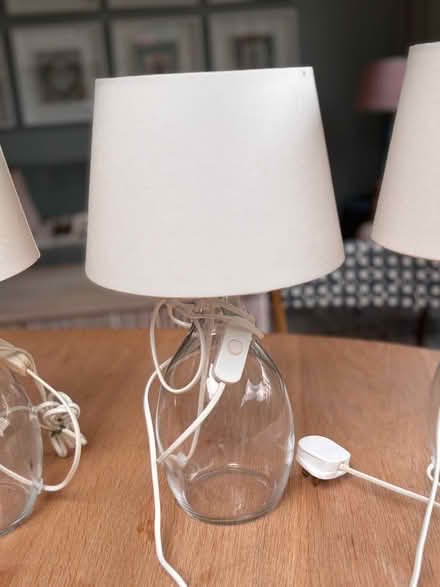 Photo of free 3 x glass lamps and shades (SW11) #3