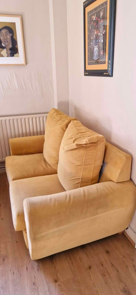 Photo of free 3+2 Seater Sofas, Light Mustard Colour, Removable Covers (Gateshead NE8) #2
