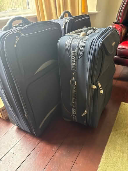 Photo of free 3 x fabric navy blue suitcases (West cliff ramsgate) #2
