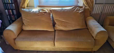 Photo of free 3+2 Seater Sofas, Light Mustard Colour, Removable Covers (Gateshead NE8) #3