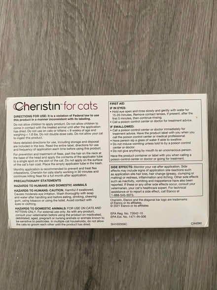 Photo of free Cheristin for Cats Flea Medicine (Richmond) #2